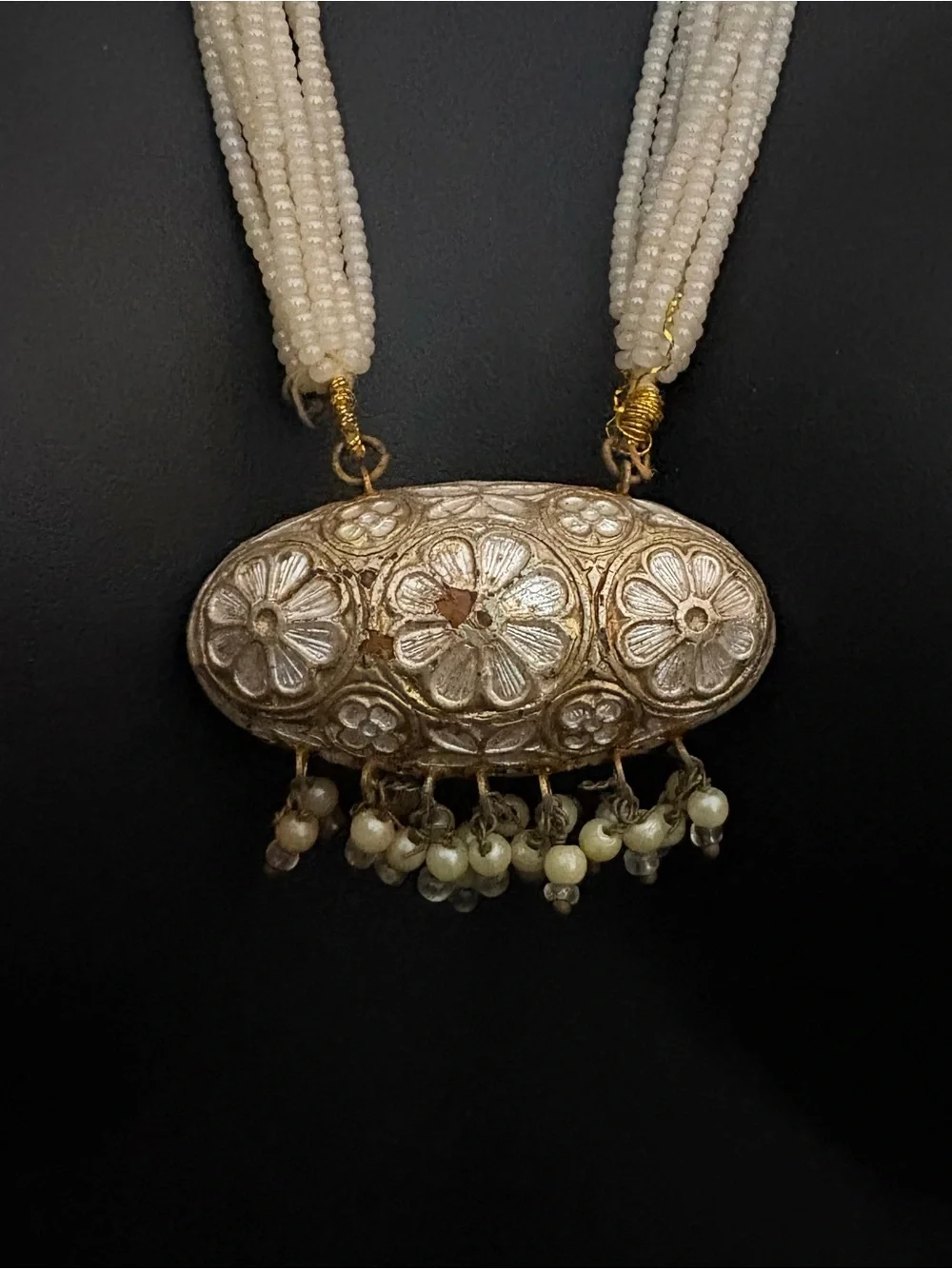 ✨ STUNNING HYDERABADI JADAU PEARL PENDANT MALA / RANI HAAR ✨